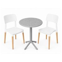 Pack  de Comedor / Mesa TURIN GRIS + 2 sillas VERONA BLANCO