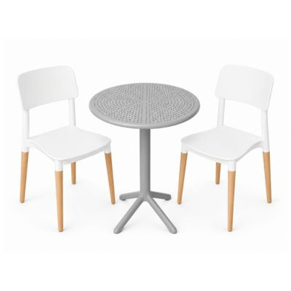 Pack  de Comedor / Mesa TURIN GRIS + 2 sillas VERONA BLANCO