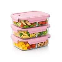 Taper con División 1040ml Pack 3 para Organizar Comidas Rosa