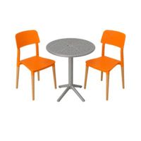Pack  de Comedor / Mesa TURIN GRIS + 2 sillas VERONA VNARANJA