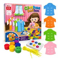 Juego Didáctico De Botones Para Niños Enhebrado Con Cuerdas Aprendizaje Motricidad