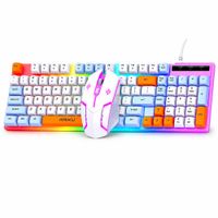 Kit Teclado y Mouse RGB Combo Gamer Blanco RAIKU T28 2 en 1 Para PC Laptop