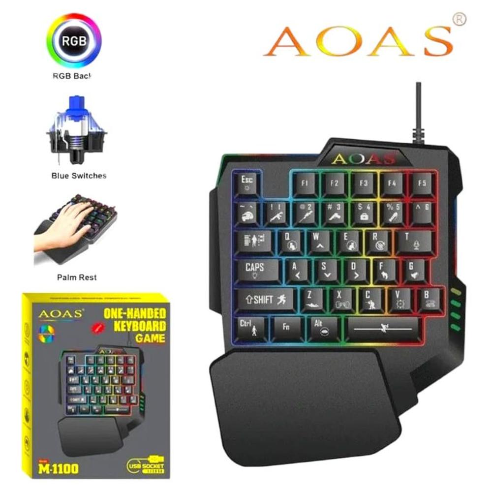 AOAS M-1100 Teclado Gamer Numérico RGB con Soporte Ergonómico