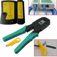Combo Crimpeador Ponchador Y Testeador Y Conectores Cable Red RJ45