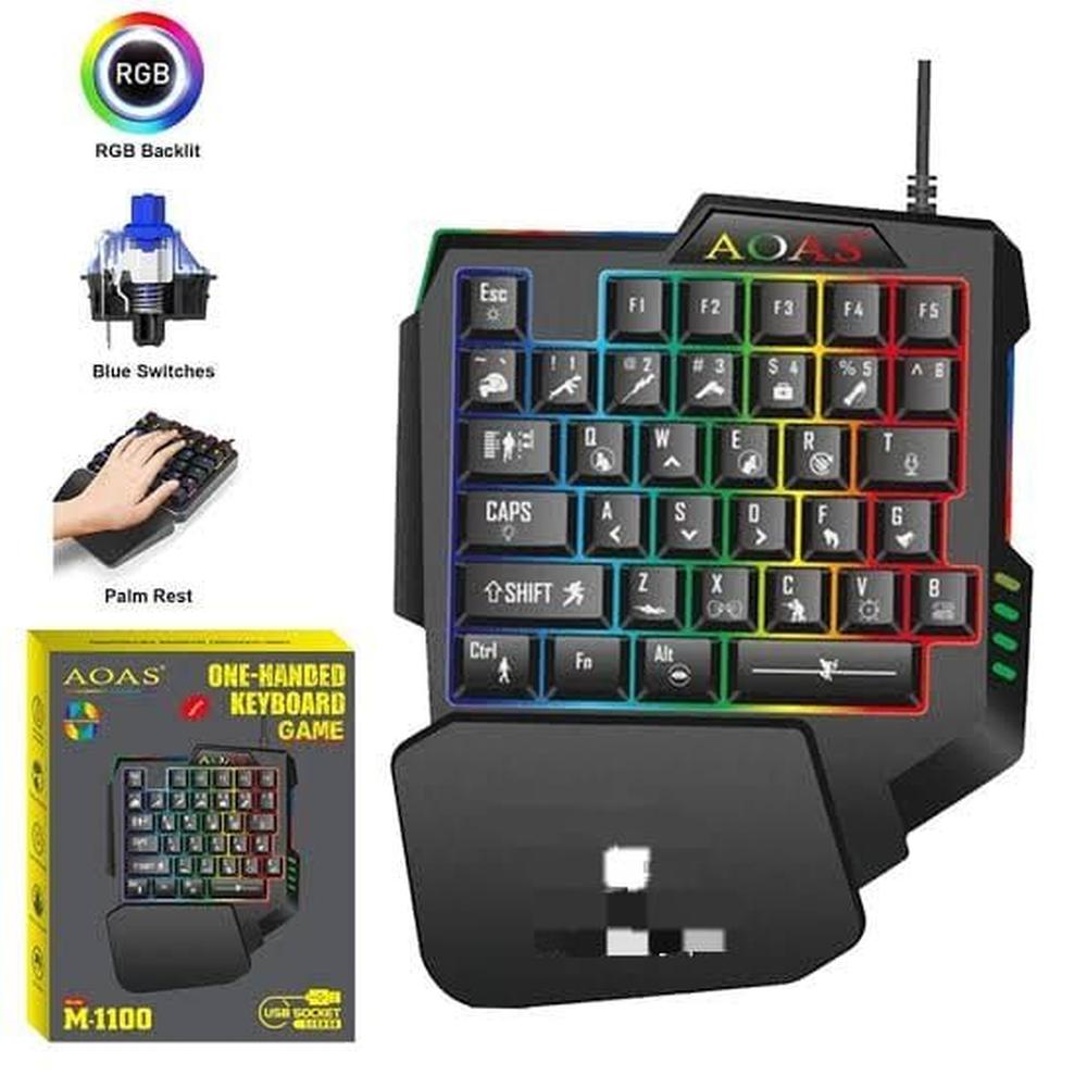 Teclado Gamer Rg Aoas 1 Mano Luces Reposador M-1100