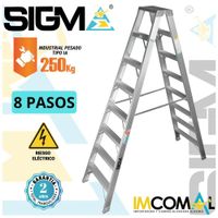 Escalera Aluminio Tijera Doble Acceso de 8 Pasos. Carga. Max.: 250 Kg. Tipo IA Industrial Pesado