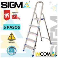 Escalera Aluminio Banqueta de 5 Pasos. Cap. Max. de Carga: 150 Kg. Tipo III (Domestica)
