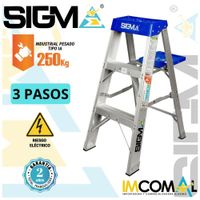 Escalera Aluminio Tijera Simple Acceso de 3 Pasos. Carga Max.: 250 Kg. Tipo IA. Industrial Pesado