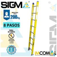 Escalera Fibra de Vidrio Arrimo de 08 Pasos. Cap. Max. de Carga: 200 Kg. Tipo I (Industrial)