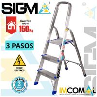 Escalera Aluminio Banqueta de 3 Pasos. Cap.Max.de Carga:150Kg.Tipo III (Domestica)