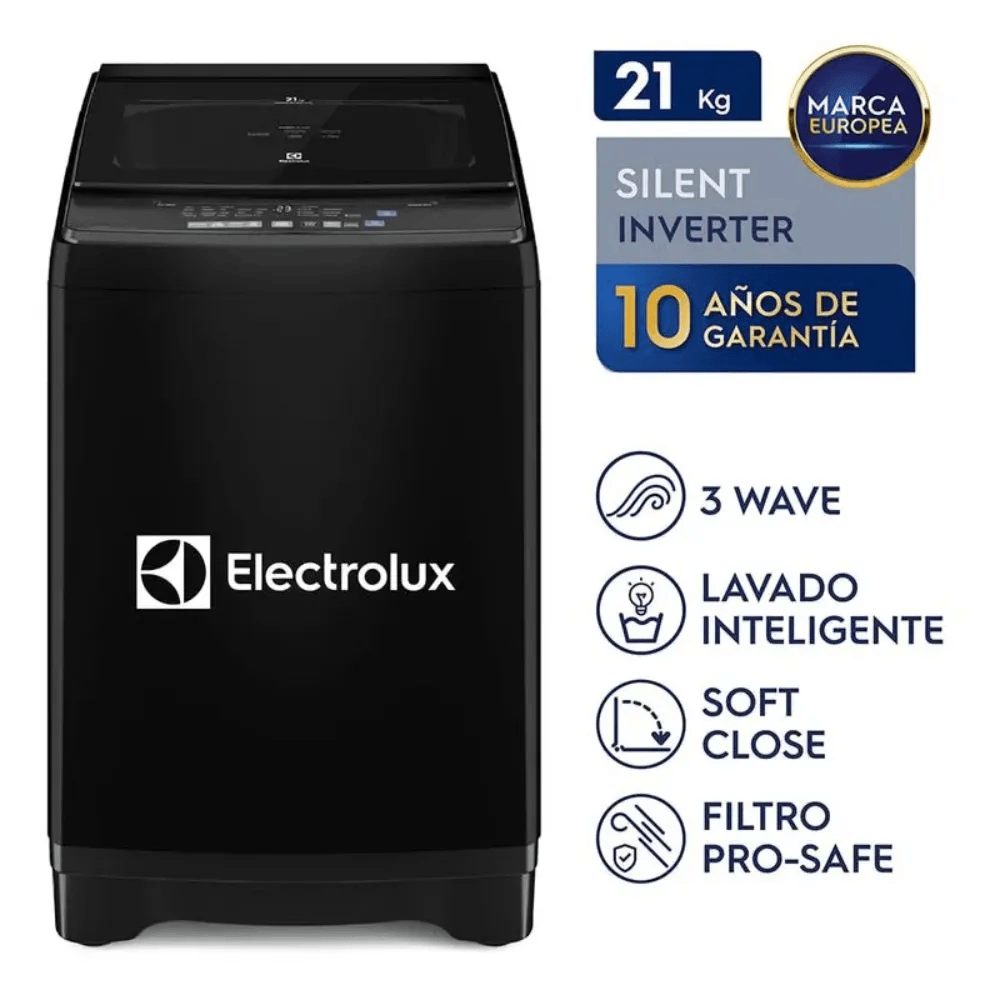 Lavadora Inverter 21 Kilos Negro Electrolux EWIJ21F2XSYB