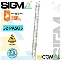 Escalera Aluminio Telescópica de 32 Pasos. Cap. Max. de Carga: 250 Kg. Tipo IA (Industrial Pesado)