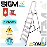 Escalera Aluminio Banqueta de 7 Pasos. Cap. Max. de Carga: 150 Kg. Tipo III (Domestica)