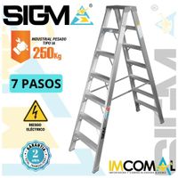 Escalera Aluminio Tijera Doble Acceso de 7 Pasos. Carga. Max.: 250 Kg. Tipo IA Industrial Pesado