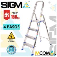 Escalera Aluminio Banqueta de 4 Pasos. Cap. Max. de Carga: 150 Kg. Tipo III (Domestica)