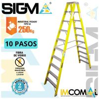 Escalera Fibra de Vidrio Tijera Doble Acceso de 10 Pasos.Carga Max.:250Kg.Tipo IA.Industrial Pesado