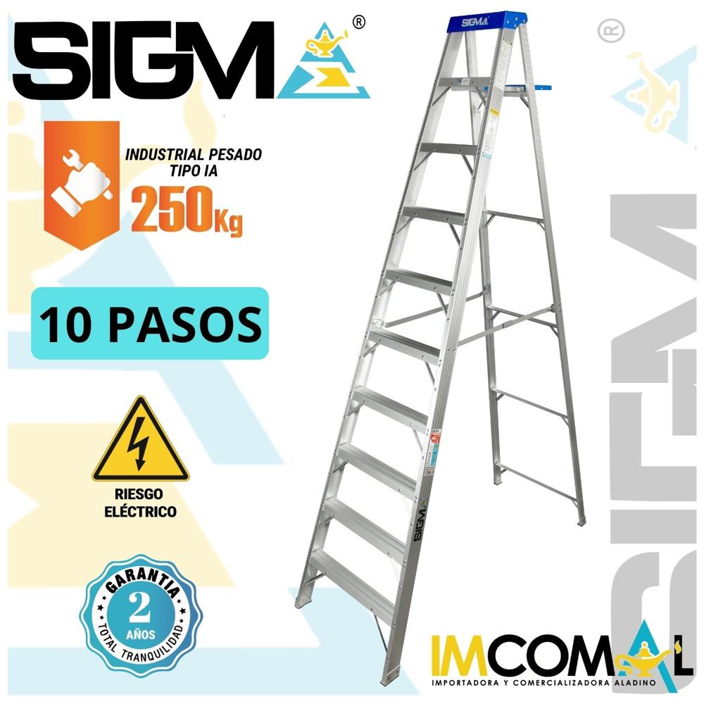 Escalera Aluminio Tijera Simple Acceso de 10 Pasos. Carga Max.: 250 Kg.Tipo IA.Industrial Pesado