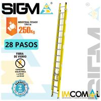 Escalera Fibra de Vidrio Telescópica de 28 Pasos. Carga Max.: 250Kg. Tipo IA.Industrial Pesado