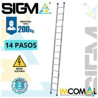 Escalera Aluminio Arrimo de 14 Pasos. Cap. Max. de Carga: 200 Kg. Tipo I (Industrial)