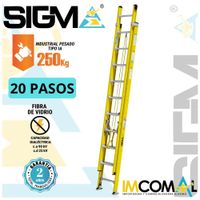Escalera Fibra de Vidrio Telescópica de 20 Pasos. Carga Max.: 250Kg. Tipo IA.Industrial Pesado
