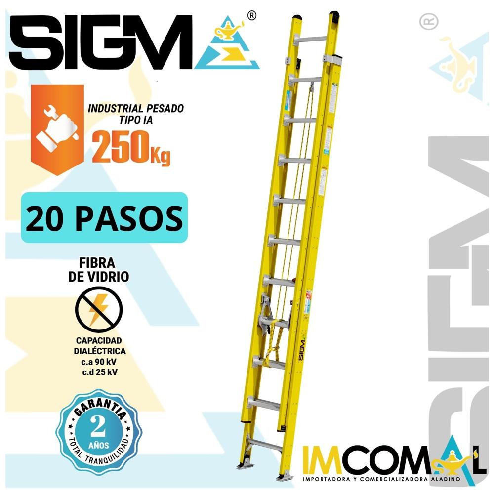 Escalera Fibra de Vidrio Telescópica de 20 Pasos. Carga Max.: 250Kg. Tipo IA.Industrial Pesado
