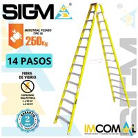 Escalera Fibra de Vidrio Tijera Doble Acceso de 14 Pasos.Carga Max.:250Kg.Tipo IA.Industrial Pesado