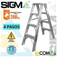 Escalera Aluminio Tijera Doble Acceso de 4 Pasos. Carga. Max.: 250 Kg. Tipo IA Industrial Pesado