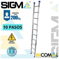 Escalera Aluminio Arrimo de 10 Pasos. Cap. Max. de Carga: 200 Kg. Tipo I (Industrial)
