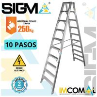 Escalera Aluminio Tijera Doble Acceso de 10 Pasos. Carga Max.: 250Kg. Tipo IA.Industrial Pesado