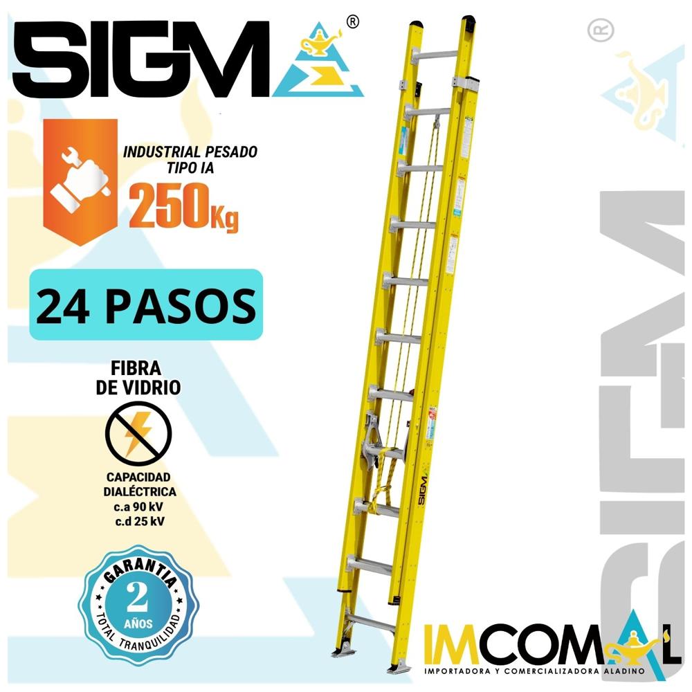 Escalera Fibra de Vidrio Telescópica de 24 Pasos. Carga Max.: 250Kg. Tipo IA.Industrial Pesado