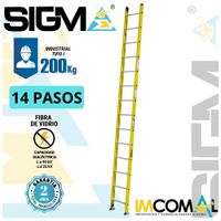 Escalera Fibra de Vidrio Arrimo de 14 Pasos. Cap. Max. de Carga: 200 Kg. Tipo I (Industrial)