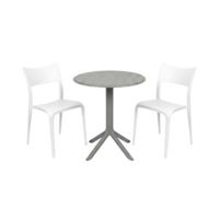 Pack  de Comedor / Mesa TURIN GRIS + 2 sillas BRUSELA BLANCO