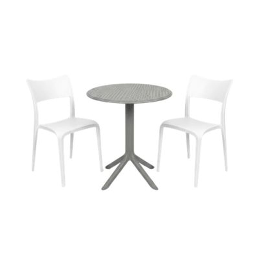 Pack  de Comedor / Mesa TURIN GRIS + 2 sillas BRUSELA BLANCO