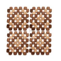 Set De 4 Portavasos Cuadrados De Bambú Decorativos Para Mesa