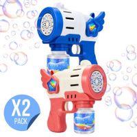 Pack X2 Juguete De Burbujas Automática a Pilas en Color Azul y Rosado, Incluye Líquido