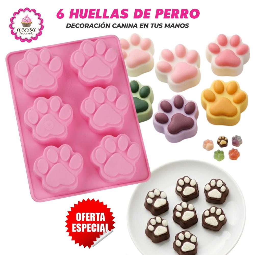 Molde de Silicona de 6 Huellas de Perro para Repostería