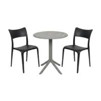 Pack  de Comedor / Mesa TURIN GRIS + 2 sillas BRUSELA NEGRO