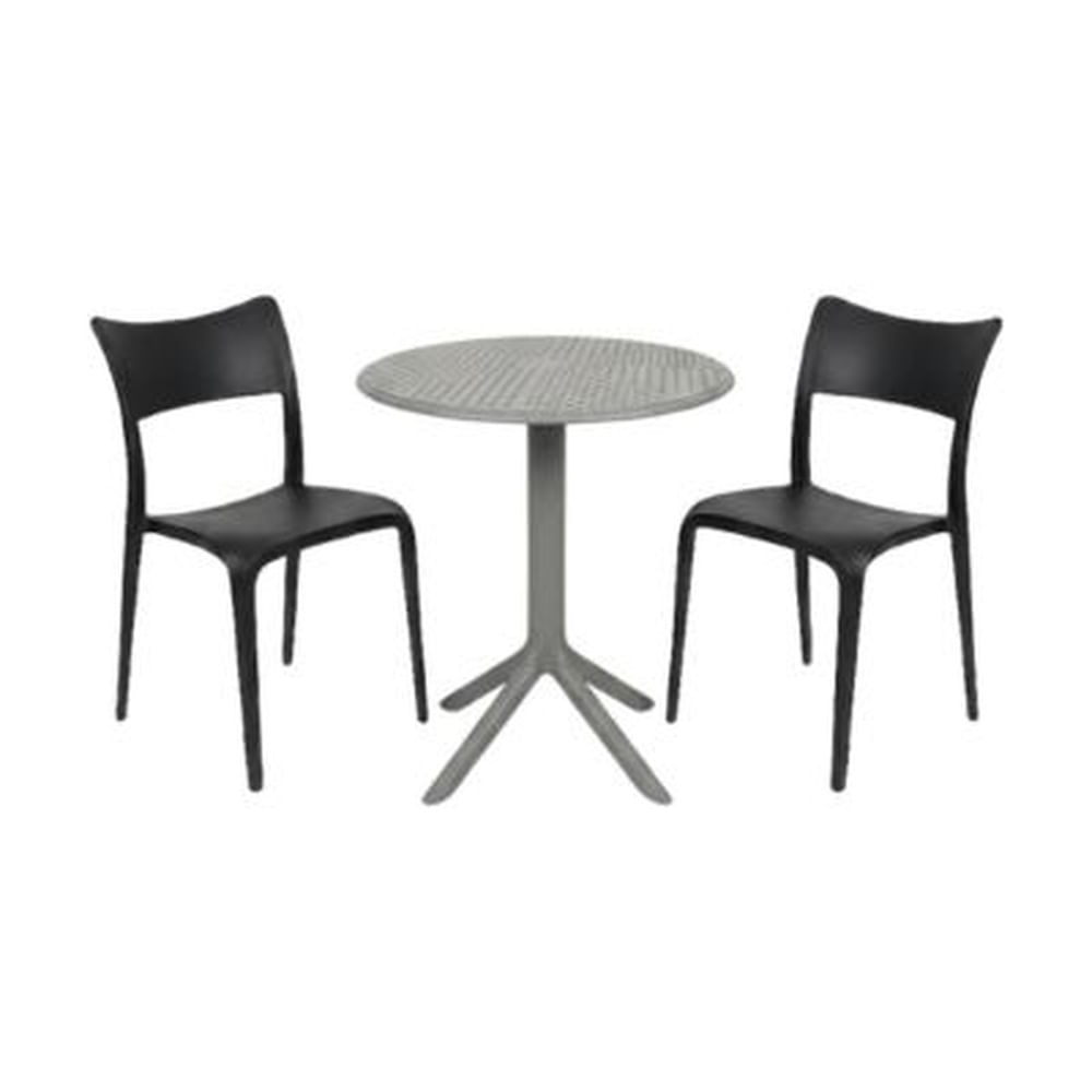 Pack  de Comedor / Mesa TURIN GRIS + 2 sillas BRUSELA NEGRO