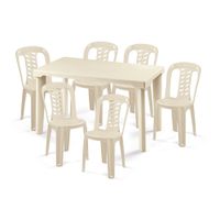 Set Mesa + 6 Sillas Inka Rectangular Beige Polinplast
