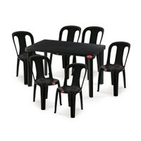 Set Super Mesa + 6 Sillas Gran Inca Rectangular Negra Polinplast
