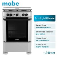 Cocina a Gas Mabe 4 Hornillas 60 Cm Silver CMP6012AG1