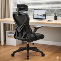 Silla Ergonómica de Oficina Malla con Apoyacabeza Soporte Lumbar Giratoria Ajustable