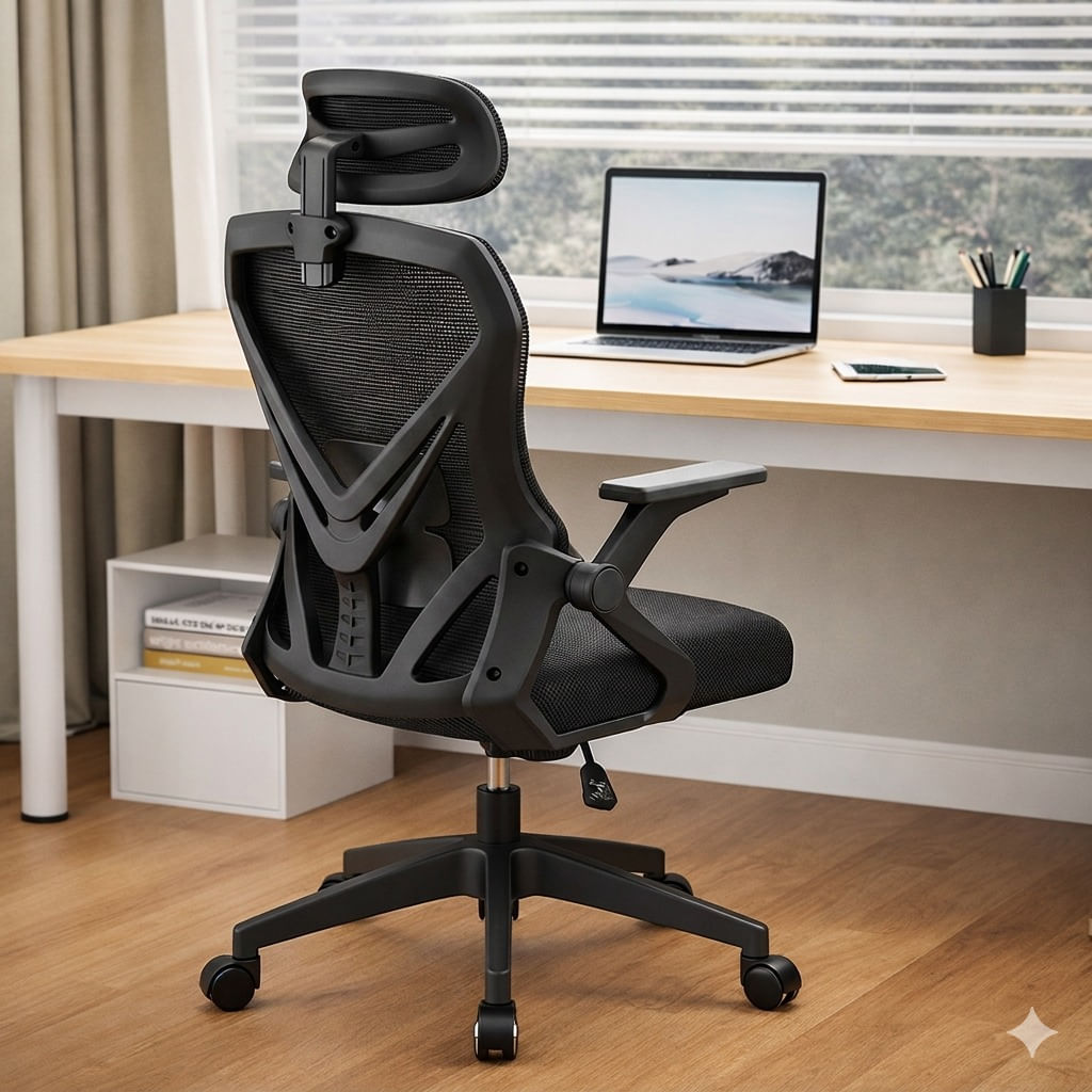 Silla Ergonómica de Oficina Malla con Apoyacabeza Soporte Lumbar Giratoria Ajustable