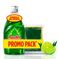 Lavavajillas Líquido Ayudín Limón y Sábila 280ml + Esponja