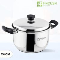 Olla de Acero Inoxidable Facusa 24 Cm Tapa de Vidrio
