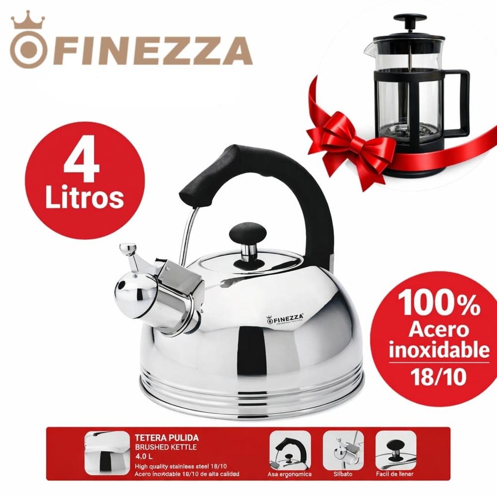 FINEZZA - TETERA SILVADOR ACERO INOXIDABLE DE 4 LITROS Y CAFETERA DE REGALO