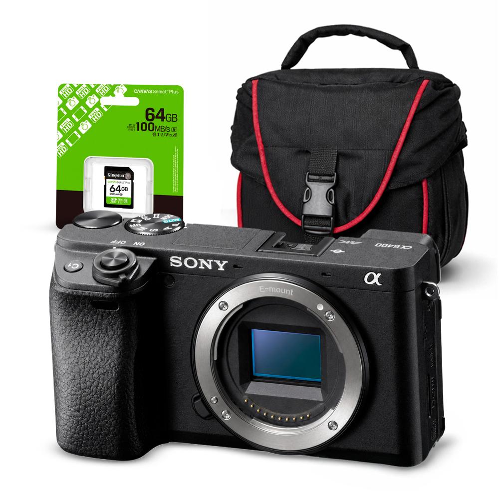 Cámara Sony Alpha a6400 Mirrorless Cuerpo Solo y Kit Básico de Accesorios
