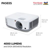Proyector ViewSonic PA503S SVGA 3800 Lúmenes HDMI VGA DLP