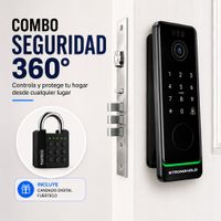 COMBO SEGURIDAD Cerradura Digital LUX con Cámara y video Más Candado