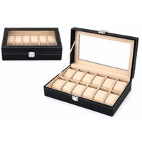 Caja Porta 12 Relojes Elegante Lujo Organizador Vidrio Transparente